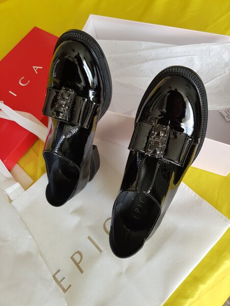 Pantofi Piele Lac Negru Casual Epika 36 noi in cutia lor